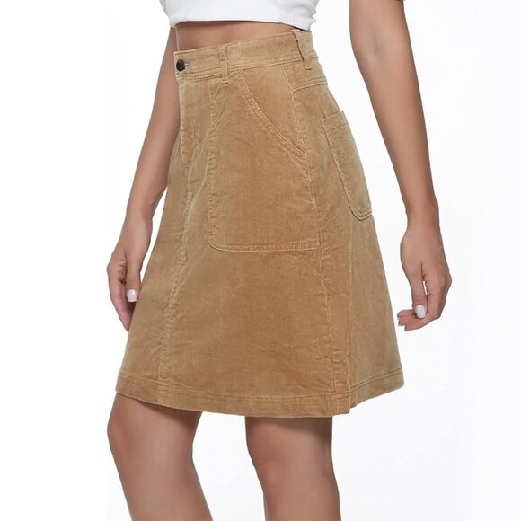 Jeanir Corduroy Tan Midi Skirt Cottagecore Twee Prairie Coastal Cowgirl Boho - Picture 3 of 15
